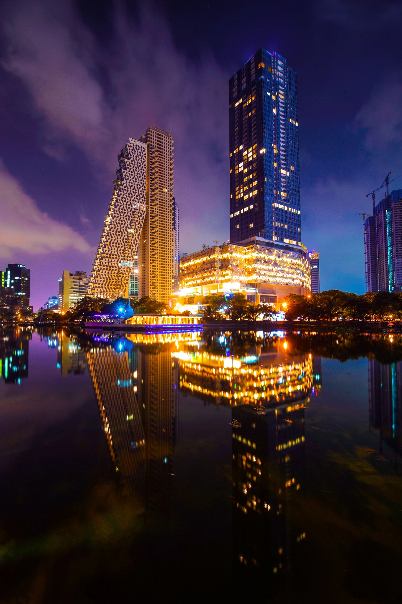 Colombo skyline illuminated at night